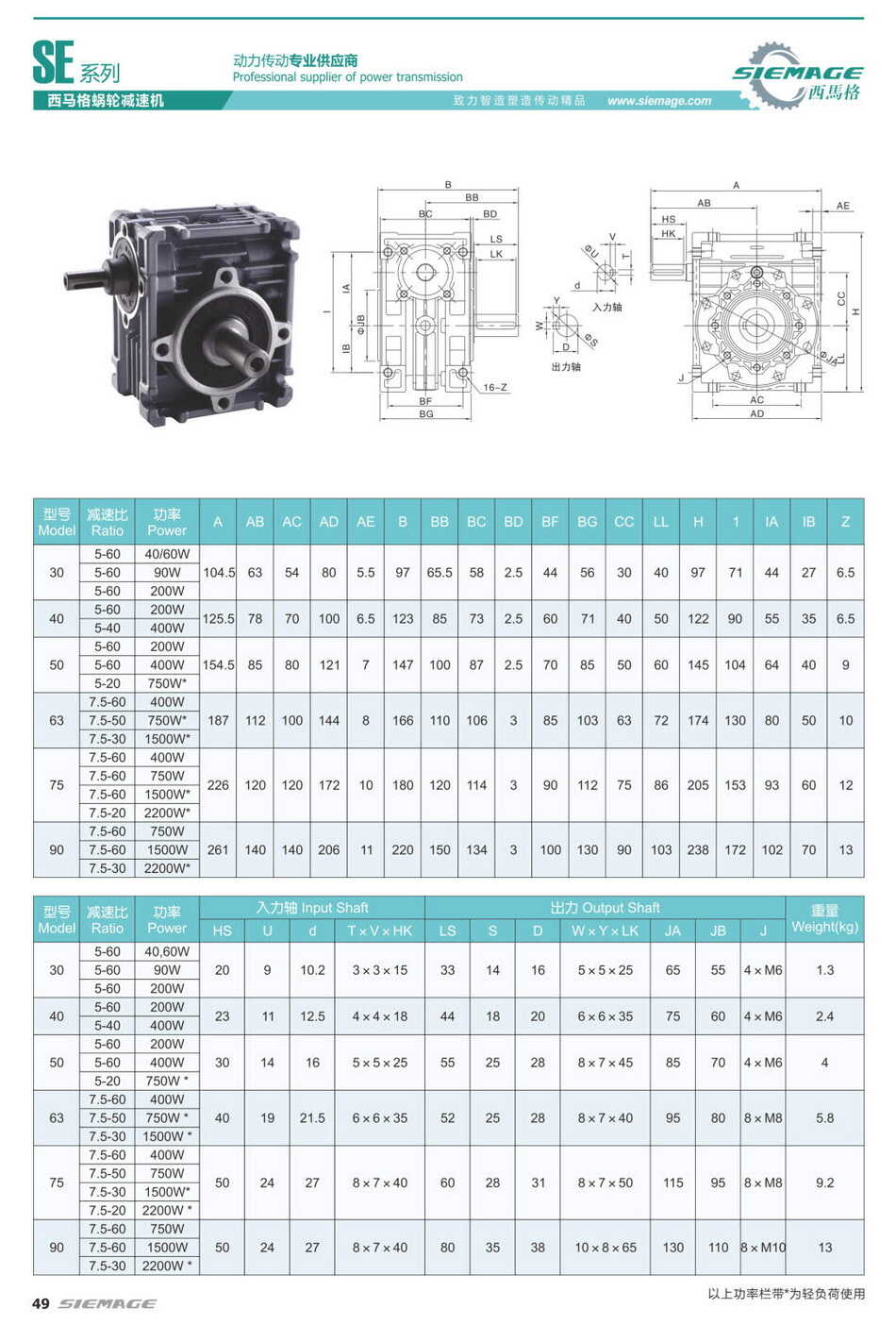 西馬格蝸輪減速機(jī)SE 西馬格蝸輪減速機(jī)SE